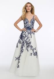 Embroidered Illusion Plunge Long Evening Dress Ball Gowns Unique Prom Dresses Dresses