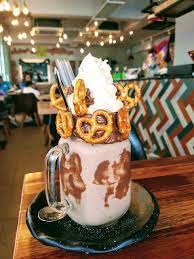 Signature Pretzella Freakshake Is A Fully Loaded Nutella Shake With Salty Pretzels Nutella Vanilla Soft Serve N Nutella Recipes Nutella Shake Soft Serve