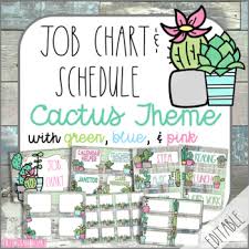 Cactus Classroom Decor Job Chart Schedule By First Grade Roars