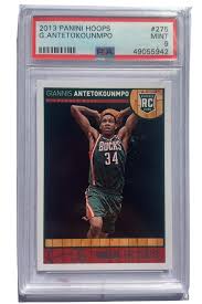 2013 milwaukee bucks rookie giannis antetokounmpo first nba game of his career vs a young top 20 most affordable giannis antetokounmpo rookie cards that we should all be picking up today. Giannis Antetokounmpo 2013 Nba Hoops Rookie Card 275 Psa 9