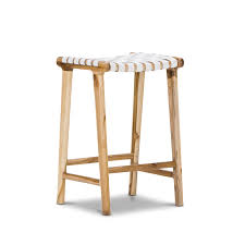 Our holden barstools and counter stools are handmade of hardwood with low curved back and expressively arched details that offer a nice view from any angle. Lazie 66cm White Leather Strapping Teak Wood Bar Stool Bunnings Australia