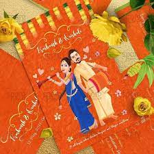 Caricature Wedding Invitation Design For Indian Weddings Caricature Wedding Invitations Photo Wedding Invitations Indian Wedding Invitation Cards