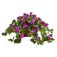 Bougainvillea hanging bush artificial plant uv resistant (set of 2) Nearly Natural Indoor Bougainvillea Artificial Plant In Basket 8374 The Home Depot