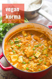 This Vegan Korma Is Made With Fresh Vegetables And Chickpeas Simmered In An Indian Inspired Coconut Curry Sau Vegan Korma Indian Food Recipes Vegetarian Korma