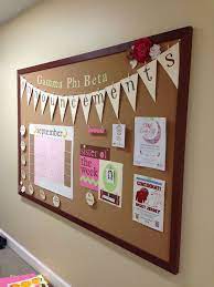 Gamma Phi Beta Announcement Board Homemade Bulletin Boards Diy Bulletin Board Office Bulletin Boards