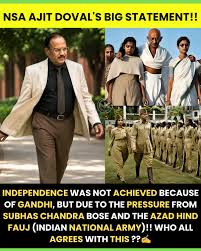 🇮🇳📜 A Recent Remark by Ajit Doval Has Revived an Old Debate About India's Freedom Struggle. Recent comments by Ajit Doval have renewed discussion over the factors that led to India's independence