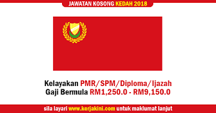 Tarikh tutup permohonan pada 28 februari 2018 lokasi : Jawatan Kosong 2018 Negeri Kedah Kelayakan Pmr Spm Diploma Ijazah