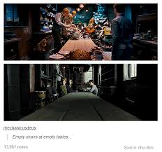 Empty Chairs At Empty Tables Two Favorites In One Harry Potter Feels Harry Potter Harry