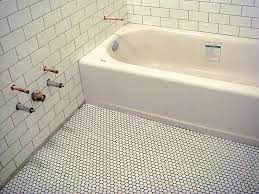 Maybe you would like to learn more about one of these? White Penny Tile Floor Black Grout Novocom Top