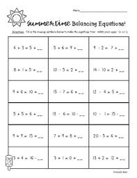 Once you think the equation is balanced, press the 'check my answer!' button. Summertime Balancing Equations Practice Worksheet Basic Addition Subtraction