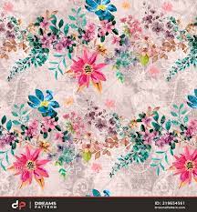 Watercolor flowers clipart set, blush pink & peach roses bouquets, border. Dreams Pattern Seamless Watercolor Floral Pattern Repeated Design Of Small Flowers And Leaves