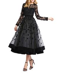 Mac Duggal Long Sleeve Tea Length Floral Applique Cocktail Dress In 2020 Applique Cocktail Dress Tea Length Cocktail Dresses Floral Cocktail Dress