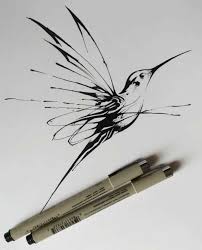Kolibri Zeichnung Sinekkusu Dovmesi Dovme Desenleri Mavi Sanat