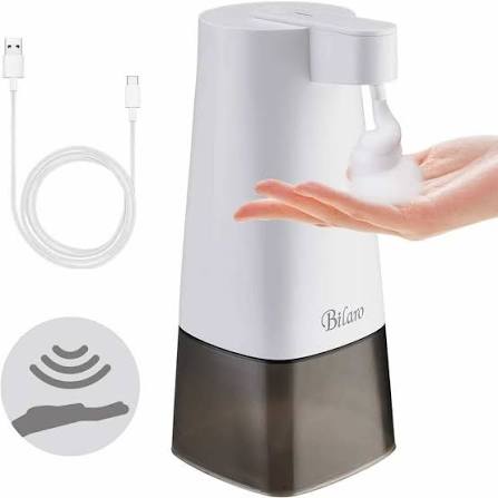 Bilaro Automatic Rechargeable Touchless Foaming Soap Dispenser | Infrared Motion Sensor 2 Levels Adjustable Waterproof Hands-Free with Big Capacity 300ml