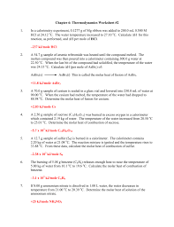 Hydrocarbons react with oxygen to form carbon dioxide and water. Chapter 6 Thermodynamics Worksheet 2