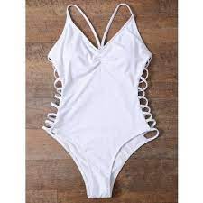 Polyester Fashion Bikini Whites Nhcz0196whites Cutout Bathing Suits Swimsuits Swimwear