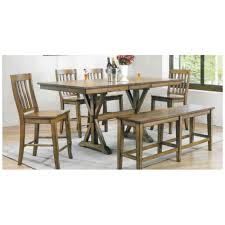 Rustic dining set with bench. Carmel 6 Piece Tall Dining Set Rustic Brown Gray By Winners Only Stewart Roth Furniture