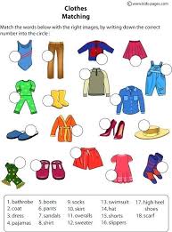 Clothes Matching Worksheet Worksheets On We Wear For Grade 4 Clothes En Ingles Ingles Ninos Taller De Ingles