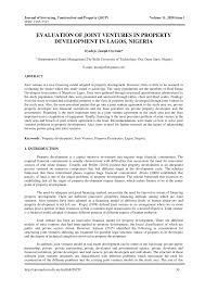 The best example of a joint venture is between starbucks corporation and tata global beverages. Pdf Evaluation Of Joint Ventures In Property Development In Lagos Nigeria