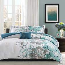 Water sports, dive center, waterslides, fishing, horse riding, restaurants, beach bars and other entertainment options can be found near aqua blue hotel. Aqua Blue Grey Gray Large Floral 4 Pc Comforter Set Twin Xl Full Queen Bedding Ebay
