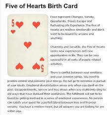 My Birth Card Five Of Hearts Part 1 Sevenreflections Com Birth Cards Cartomancy Cards