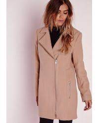 We caught you looking at our faux wool smart longline coat. Missguided Tall Faux Wool Longline Coat Camel In Natural Lyst