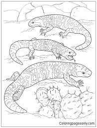 Monster coloring pages for preschoolers. Three Gila Monsters In A Desert Coloring Pages Deserts Coloring Pages Coloring Pages For Kids And Adults