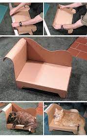 Diy Cat Couch Made With Cardboard Cat House Diy Cat Couch Cat Diy