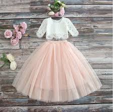 The Sabrina Girls Lace Top And Skirt Set Pink Angora Boutique Flower Girl Dress Lace Flower Girl Dresses Half Sleeve Dresses