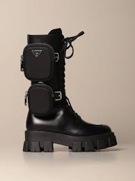 Monolith Prada Leather Ankle Boot With Nylon Containers Boots Prada Women Black Boots Prada 1w828l 07i Giglio En