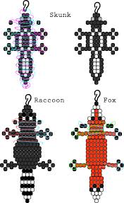 Image Only Skunk Raccoon And Fox Bead Buddies Based Off Of Other Pony Bad Animals Pony Bead Crafts Pony Bead Projects How To Make Beads