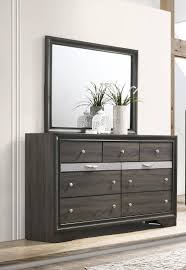 Solid wood tall dresser sanded down then refinished in a dark gray durable enamel, sealed with a clear, and layered with black my suggestion would be a steel, matte black, or brushed silver metal. Buy Acme Naima 25975 Combo Dresser In Gray Silver Matte Lacquer Online