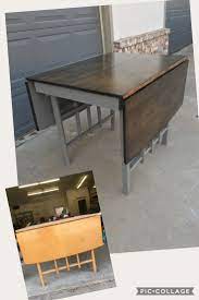 Refinished Drop Leaf Table Stained Top Gray Painted Base Drop Leaf Table Table Leaf Table