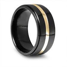 Black Titanium And Gold Ring Alpha Rings Mens Wedding Ring Gold Fashion Bla Titanium Wedding Rings Mens Wedding Rings Titanium Mens Wedding Rings Black