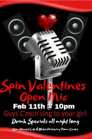 Valentines Open Mic Night Spin Cafe Pickering Flyer Open Mic Night Poster Template
