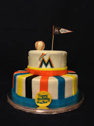 Miami Marlins Baseball Cake Color Scheme For Bakery Colorful Cakes Baseball Cake Cake