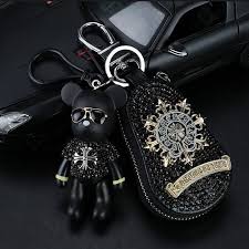 28 58 chrome hearts crystal car key bag pocket diamond gloomy bear leather key holder black gold bear leather leather key holder leather key case