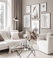 Gallery perfect gallery wall kit square photos with hanging template picture frame set, 9.60 x 31.40 x 17.00 inches, black, 12 piece. Neutral Gallery Wall Beige Line Art Black Metal Frames Gallery Wall Inspiration Posterstore Eu