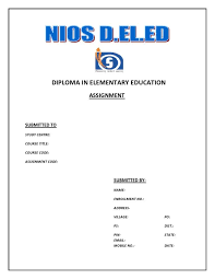 Nios D El Ed Front Page Assignments Elementary Education Cover Pages