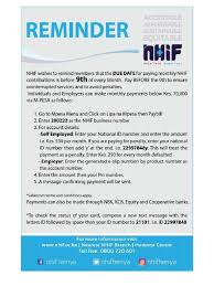 Nhif ( national hospital insurance fund ) offers health insurance service to kenyans who have attained the legal age of 18 years and even those below as how to pay nhif penalty via mpesa. Nhif Payment Reminder 27 02 2019 Pdf