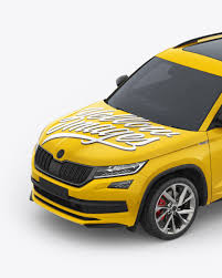 Download Suv Crossover Car Mockup Half Side View High Angle Shot In Vehicle Mockups On Yellow Images Object Mockups PSD Mockup Templates