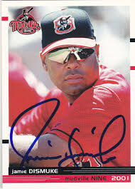 JAMIE DISMUKE MUDVILLE NINE SIGNED 2001 GRANDSTAND BASEBALL CARD CINCINNATI  REDS