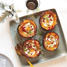 Baked Eggs In Acorn Squash With Roasted Peppers And Dill Recipes Ww Usa Recipe Acorn Squash Stuffed Peppers Acorn Squash Recipes