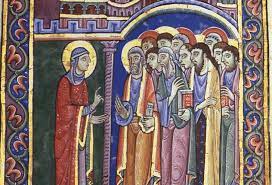 Mary Magdalene Announcing The Resurrection To The Apostles St Albans Psalter 12th Century Illuminated Manuscript Page Mary Magdalene Medieval Art Art