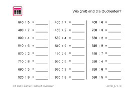 Das arbeitsblatt eignet sich zur wiederholung und zum festigen und zum mündlichen üben des perfekt. Kopfrechnen Division Aufgaben