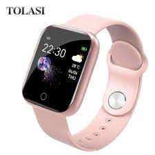 This smartwatch is good for kids ages four and up. Free Ship Brand I5 Smart Watch Kids Children Smartwatch For Girls Boys Electronic Smart Clock Students Child Sport Smartwatch Women Smart Watch Girls Watches