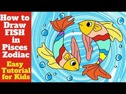 How To Draw Fish In Pisces Zodiac Sun Sign Easy Drawing For Kids Step By Step Tutorial Youtube Easy Drawings For Kids Drawing For Kids Fish Drawings