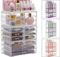 Extra Large Acrylic Makeup Organizer - 12 Drawers & 16 Comportments Storage  Box | eBay