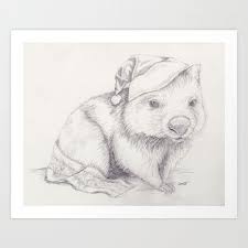 Christmas In Australia Wombat Art Print By Ssquared Workshop 16 00 Watercolor Christmas Art Christmas In Australia Kangaroo Drawing