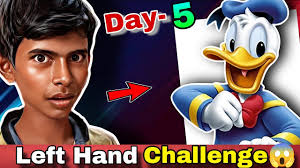 Left Hand Drawing Challenge 😱 Donald Duck Drawing for Left Hand ✋